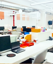 open work area within commercial loft in manhattan